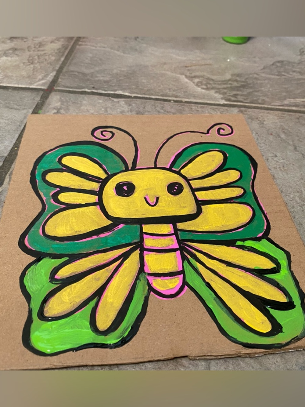 8x71/2 square butterfly hand painted